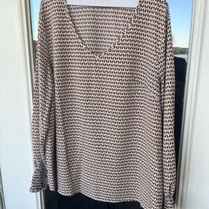 Brown and White Houndstooth Women's Top